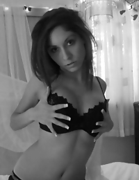 Nice compilation of a sexy chick's black and white selfpics